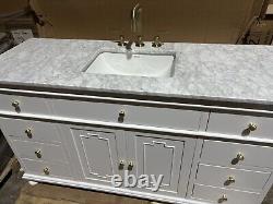 1500mm Didim Vanity Unit with Carrara Marble Top White & Gold