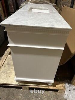 1500mm Didim Vanity Unit with Carrara Marble Top White & Gold