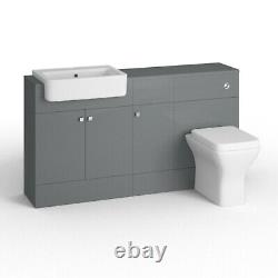 1500mm Gloss Grey Combined Vanity Unit basin square toilet Cabinet Zen