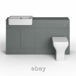 1500mm Gloss Grey Combined Vanity Unit basin square toilet Cabinet Zen