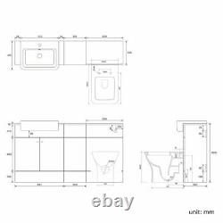 1500mm Gloss Grey Combined Vanity Unit basin square toilet Cabinet Zen