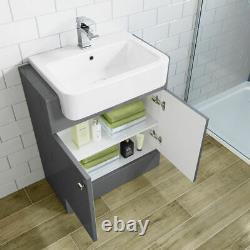 1500mm Gloss Grey Combined Vanity Unit basin square toilet Cabinet Zen