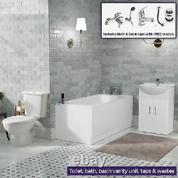 1700 Bath, Vanity Unit and Close Coupled Toilet with Taps Bathroom Suite Carder