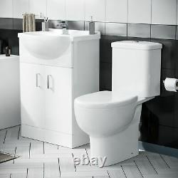 3 Piece WC Rimless Toilet, Basin Vanity Unit & 1700 Bath Bathroom Suite Amber