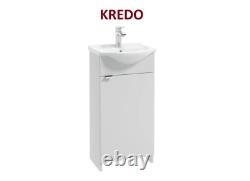 3TYPES Bathroom WHITE Basin Vanity Unit Floor Standing + Mixer Tap + Bottle Trap
