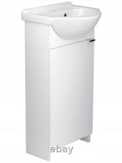 3TYPES Bathroom WHITE Basin Vanity Unit Floor Standing + Mixer Tap + Bottle Trap