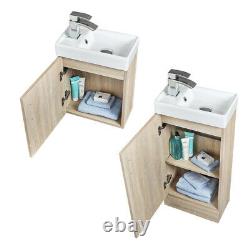 400 600 800 1000mm Bathroom Cloakroom Vanity Unit with Basin White Grey Oak