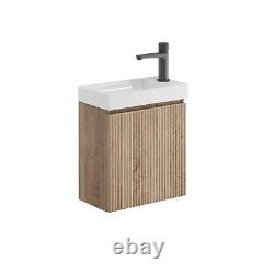 400mm 1 Door Vanity Unit Basin Cabinet Wall Hung Cloakroom Suite Fluted 3 Colour