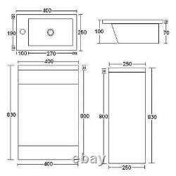 400mm Anthracite Grey Bathroom Vanity Unit Basin Sink Cabinet & Black Mixer Tap