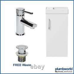 400mm Bathroom Basin Sink Vanity Unit Furniture 1TH Round Mixer Tap FREE Waste