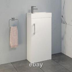 400mm Bathroom Basin Sink Vanity Unit Furniture 1TH Round Mixer Tap FREE Waste