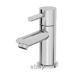 400mm Bathroom Basin Sink Vanity Unit Furniture 1TH Round Mixer Tap FREE Waste