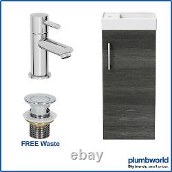 400mm Bathroom Basin Sink Vanity Unit Furniture Charcoal Mixer Tap FREE Waste