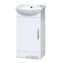 400mm Bathroom Vanity Unit Basin Sink Cloakroom Single Door Cabinet Chrome Tap