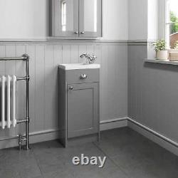 400mm Bathroom Vanity Unit Basin Sink Storage Cabinet Furniture Grey Traditional