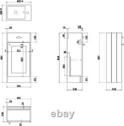 400mm Bathroom Vanity Unit Basin Sink Storage Cabinet Furniture Grey Traditional