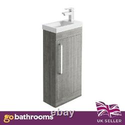 400mm Bathroom Vanity Unit Cloakroom Basin Sink Grey Wood Bathroom Storage
