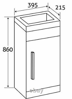 400mm Bathroom Vanity Unit Cloakroom Basin Sink Grey Wood Bathroom Storage