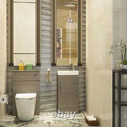 400mm Floor Standing Cloakroom Vanity Unit Grey Elm Cabinet Ceramic Basin Sink