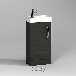 400mm Floor Standing Cloakroom Vanity Unit Hale Black Cabinet Ceramic Basin Sink