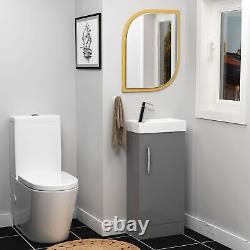 400mm Floor Standing Cloakroom Vanity Unit Indigo Grey Gloss Cabinet Ceramic