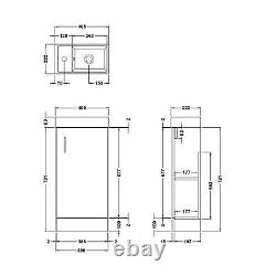 400mm Floor Standing Cloakroom Vanity Unit Indigo Grey Gloss Cabinet Ceramic