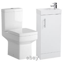 400mm Square Bathroom Vanity Basin Sink Unit with Tap + Toilet Option Suite Set