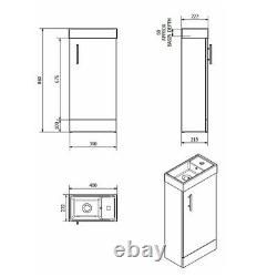 400mm Square Bathroom Vanity Basin Sink Unit with Tap + Toilet Option Suite Set