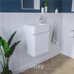 400mm White Cloakroom Vanity Unit Compact Cloakroom Sink Wash Basin Wall Hung