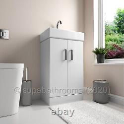 450 Floor Standing 2 Door Vanity Unit & Basin Compact Gloss White