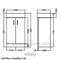 450 Floor Standing 2 Door Vanity Unit & Basin Compact Gloss White