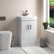 450 Gloss White Floor Standing Compact 2 Door Vanity Unit & Basin