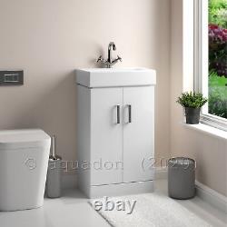 450 Gloss White Floor Standing Compact 2 Door Vanity Unit & Basin