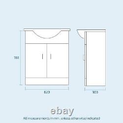 450 mm Small Cloakroom Vanity Storage Cabinet Basin Unit 2 Doors Flatpack Dyon
