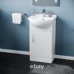 450mm Basin Sink Vanity Unit Floor Standing Cabinet Single Tap Hole Matte White