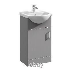 450mm Bathroom Basin Sink Vanity Unit Floor Standing Gloss Grey Storage Cabinet