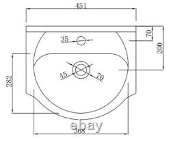 450mm Bathroom Basin Sink Vanity Unit Floor Standing Single Tap Hole Matte White