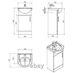 450mm Bathroom Cloakroom Vanity Unit Basin Sink Cabinet Soft Close Double Door
