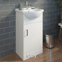 450mm Bathroom Floorstanding Vanity Unit with Single Tap Hole Basin White Gloss