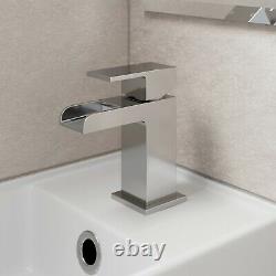 450mm Bathroom Vanity Unit & Basin Sink Floorstanding Gloss White Tap and Waste