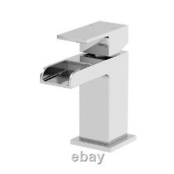 450mm Bathroom Vanity Unit & Basin Sink Floorstanding Gloss White Tap and Waste