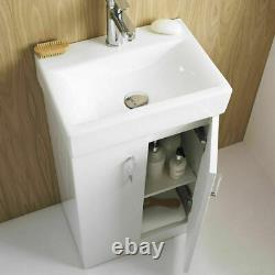 450mm Bathroom White Gloss Vanity Unit Basin Ceramic Sink Cloakroom Cabinet