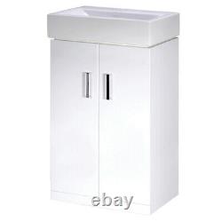450mm Bathroom White Gloss Vanity Unit Basin Ceramic Sink Cloakroom Cabinet