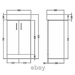 450mm Bathroom White Gloss Vanity Unit Basin Ceramic Sink Cloakroom Cabinet