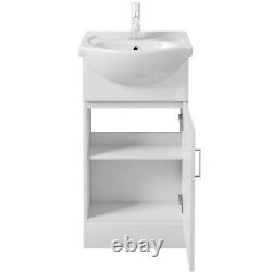 450mm Floorstanding Bathroom Vanity Unit & Basin Sink Gloss White Tap + Waste