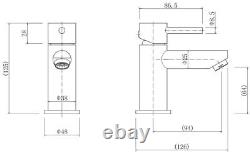 450mm Floorstanding Bathroom Vanity Unit & Basin Sink Gloss White Tap + Waste