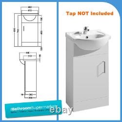 450mm Modern White Bathroom Floor Standing Vanity Unit Cabinet and Basin Sink
