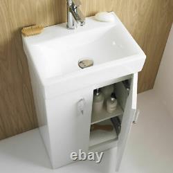 450mm White Bathroom Cloakroom 2 Door Soft Close Vanity Unit Ceramic Basin Sink