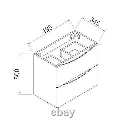 490 / 590 / 810 mm / Bathroom unit Oak+White Two Drawers Wall Hung with Basin