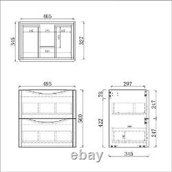 490 / 590 / 810 mm / Bathroom unit Oak+White Two Drawers Wall Hung with Basin